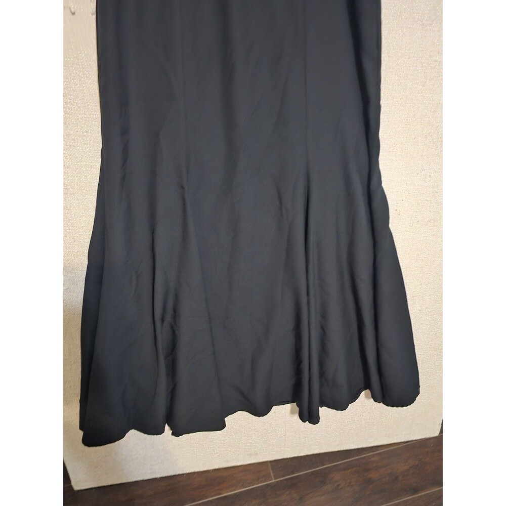 Vintage Oleg Cassini Black Maxi Skirt Size 16 Triacetate A-Line Flare Long Skirt - Picture 4 of 13